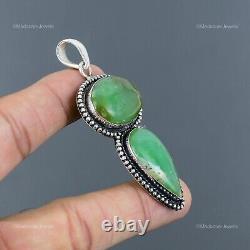 Offre de la Journée de la Femme : Bijoux en Pendentif Vintage en Argent Sterling 925 avec Chrysoprase Naturel