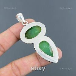 Offre de la Journée de la Femme : Bijoux en Pendentif Vintage en Argent Sterling 925 avec Chrysoprase Naturel