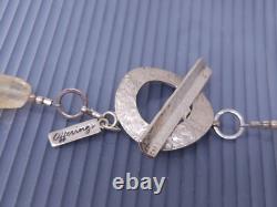 Offre vintage Collier pendentif perlé en argent sterling avec citrine naturelle 17