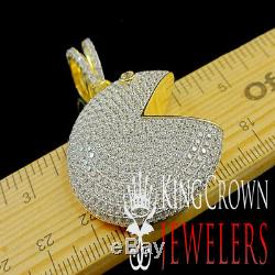 Or Jaune 10k On Real Argent Pac-man Charm Jeu Diamant Vintage Pendentif Personnalisé
