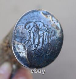 Ouvre-bouteille de vin en argent sterling ancien avec manche de cerf vintage