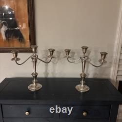 Paire de candélabres interchangeables en argent sterling Gorham 770 vintage de 14,5 pouces