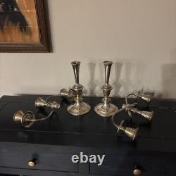 Paire de candélabres interchangeables en argent sterling Gorham 770 vintage de 14,5 pouces