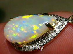 Pendentif 3ct Pear Cut Fire Opal Diamond Teardrop 14k Or Jaune Sur La Chaîne Libre