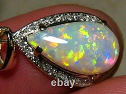 Pendentif 3ct Pear Cut Fire Opal Diamond Teardrop 14k Or Jaune Sur La Chaîne Libre