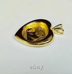 Pendentif Charme de pièce de panda en argent sterling 925 vintage plaqué or jaune 14 carats