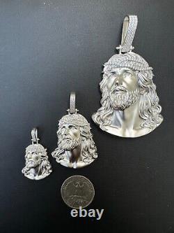 Pendentif Jésus en argent massif 925 avec Moissanite, incrusté de glace, collier fait à la main en Italie.