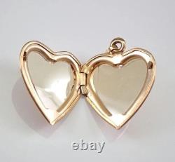 Pendentif Médaillon Vintage en Cœur Charm Collier Fleur Pendentif Fini Or Jaune 14K