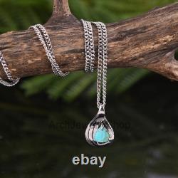 Pendentif Triangle Turquoise Chaîne Curb en Argent Colliers Boho Pour Cadeaux de Petite Amie
