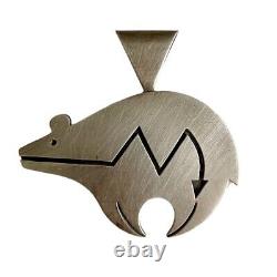 Pendentif Vintage signé VB Vernon Begay Navajo en argent sterling représentant un ours amérindien