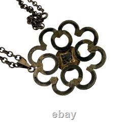 Pendentif collier en agate en argent sterling 800 filigrane vintage ancien 22g