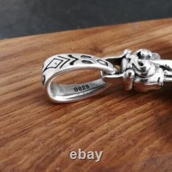 Pendentif croix ornée en argent sterling 925 épais, solide et brillant, double face