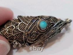 Pendentif en Poisson Émaillé Chinois Articulé en Argent Sterling 925 de 8 Grammes VTG Épice Ho