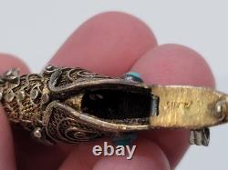 Pendentif en Poisson Émaillé Chinois Articulé en Argent Sterling 925 de 8 Grammes VTG Épice Ho