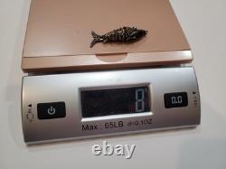 Pendentif en Poisson Émaillé Chinois Articulé en Argent Sterling 925 de 8 Grammes VTG Épice Ho