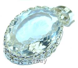 Pendentif en Topaze Blanche 45,5 ct Style Vintage Argent Sterling 925 Fait Main 15,9 g