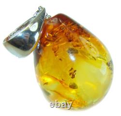 Pendentif en ambre baltique vintage en argent sterling 925 fait main marron 1 3/4
