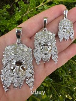 Pendentif en argent sterling 925 solide et lourd avec pièce de Jésus, collier 1-2.5