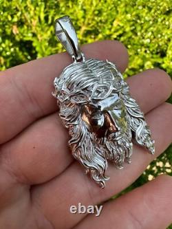 Pendentif en argent sterling 925 solide et lourd avec pièce de Jésus, collier 1-2.5