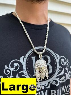 Pendentif en argent sterling 925 solide et lourd avec pièce de Jésus, collier 1-2.5