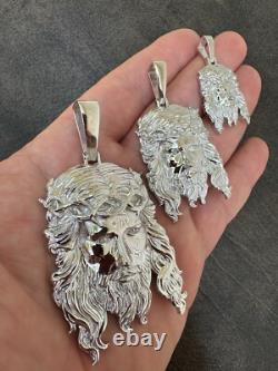 Pendentif en argent sterling 925 solide et lourd avec pièce de Jésus, collier 1-2.5