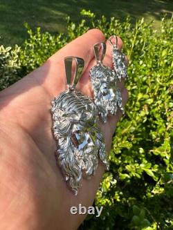 Pendentif en argent sterling 925 solide et lourd avec pièce de Jésus, collier 1-2.5