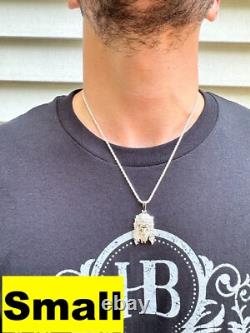 Pendentif en argent sterling 925 solide et lourd avec pièce de Jésus, collier 1-2.5