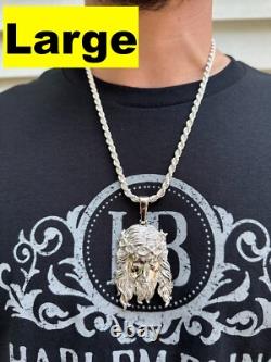 Pendentif en argent sterling 925 solide et lourd avec pièce de Jésus, collier 1-2.5