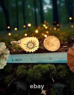 Pendentif en argent sterling mexicain vintage avec rayons de soleil sculptés