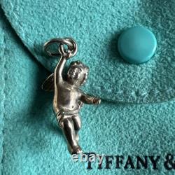Pendentif en argent sterling petit charme ange chérubin vintage Tiffany & Co.