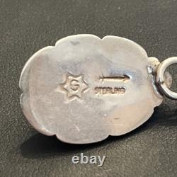 Pendentif en argent sterling vintage amérindien en forme de palourde violette signé
