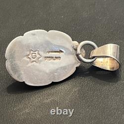 Pendentif en argent sterling vintage amérindien en forme de palourde violette signé