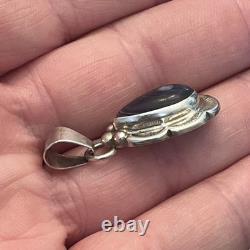 Pendentif en argent sterling vintage amérindien en forme de palourde violette signé