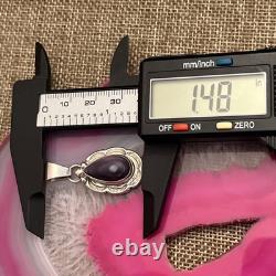Pendentif en argent sterling vintage amérindien en forme de palourde violette signé