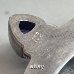 Pendentif en argent sterling vintage avec corail fossilisé, visage sculpté, péridot et améthyste