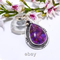 Pendentif en cuivre violet et turquoise en argent sterling 925, pendentif artisanal pour femmes