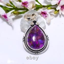 Pendentif en cuivre violet et turquoise en argent sterling 925, pendentif artisanal pour femmes