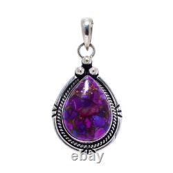Pendentif en cuivre violet et turquoise en argent sterling 925, pendentif artisanal pour femmes