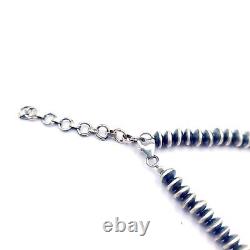 Pendentif en perles de Navajo de 6 mm en argent sterling 92,5 oxydé, collier choker sud-ouest