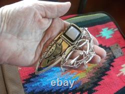 Pendentif et collier en argent sterling vintage avec pierre rose, métaux abstraits 21 +