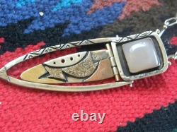 Pendentif et collier en argent sterling vintage avec pierre rose, métaux abstraits 21 +