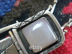 Pendentif et collier en argent sterling vintage avec pierre rose, métaux abstraits 21 +