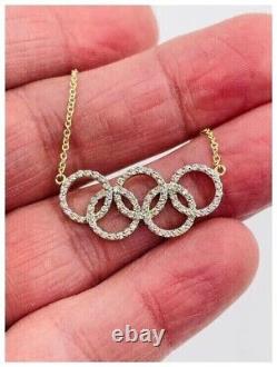 Pendentif olympique en argent sterling 925 avec diamant simulé taillé en rond