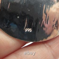 Pendentif ovale découpé texturé vintage en argent sterling 925
