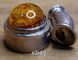 Pendentif vintage en ambre de la Baltique LORI BONN et en argent sterling 925