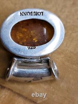 Pendentif vintage en ambre de la Baltique LORI BONN et en argent sterling 925