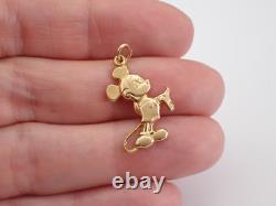 Pendentif vintage en argent sterling 925 avec Mickey Mouse en dessin animé plaqué or jaune 14K