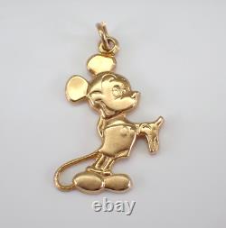 Pendentif vintage en argent sterling 925 avec Mickey Mouse en dessin animé plaqué or jaune 14K