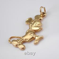 Pendentif vintage en argent sterling 925 avec Mickey Mouse en dessin animé plaqué or jaune 14K