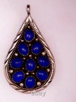 Pendentif vintage en argent sterling 925 avec lapis-lazuli